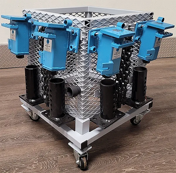 Chief truck frame anchoring clamps with custom mobile cart