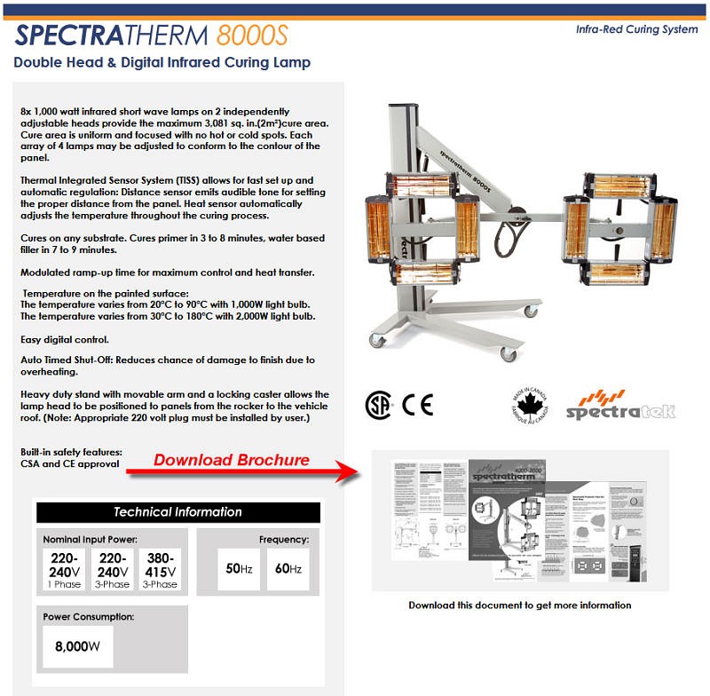 Spectratek 8000SD Paint Curing Heat Lamp